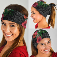 Hawaiian Tropical Plants Neck Gaiter Kakau Tattoo and Polynesian Pattern Half Black Color LT03 - Polynesian Pride