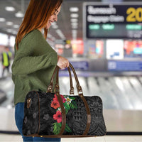 Hawaiian Tropical Plants Travel Bag Kakau Tattoo and Polynesian Pattern Half Black Color LT03 - Polynesian Pride