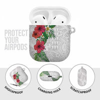 Hawaiian Tropical Plants AirPods Case Kakau Tattoo and Polynesian Pattern Half White Color LT03 - Polynesian Pride