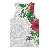 Hawaiian Tropical Plants Basketball Jersey Kakau Tattoo and Polynesian Pattern Half White Color LT03 - Polynesian Pride