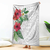 Hawaiian Tropical Plants Blanket Kakau Tattoo and Polynesian Pattern Half White Color LT03 - Polynesian Pride