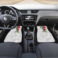 Hawaiian Tropical Plants Car Mats Kakau Tattoo and Polynesian Pattern Half White Color LT03 Set 2pcs - Front White - Polynesian Pride