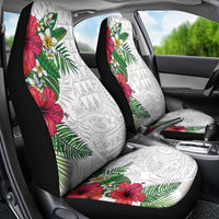 Hawaiian Tropical Plants Car Seat Cover Kakau Tattoo and Polynesian Pattern Half White Color LT03 - Polynesian Pride