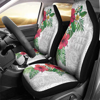Hawaiian Tropical Plants Car Seat Cover Kakau Tattoo and Polynesian Pattern Half White Color LT03 - Polynesian Pride