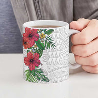 Hawaiian Tropical Plants Ceramic Mug Kakau Tattoo and Polynesian Pattern Half White Color LT03 - Polynesian Pride