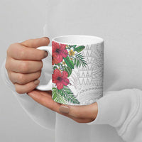Hawaiian Tropical Plants Ceramic Mug Kakau Tattoo and Polynesian Pattern Half White Color LT03 - Polynesian Pride