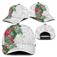 Hawaiian Tropical Plants Classic Cap Kakau Tattoo and Polynesian Pattern Half Black White LT03 - Polynesian Pride