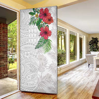Hawaiian Tropical Plants Door Cover Kakau Tattoo and Polynesian Pattern Half White Color LT03 - Polynesian Pride