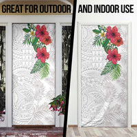 Hawaiian Tropical Plants Door Cover Kakau Tattoo and Polynesian Pattern Half White Color LT03 - Polynesian Pride