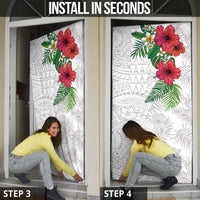 Hawaiian Tropical Plants Door Cover Kakau Tattoo and Polynesian Pattern Half White Color LT03 - Polynesian Pride
