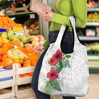Hawaiian Tropical Plants Grocery Bag Kakau Tattoo and Polynesian Pattern Half White Color LT03 - Polynesian Pride