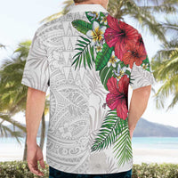Hawaiian Tropical Plants Hawaiian Shirt Kakau Tattoo and Polynesian Pattern Half White Color LT03 - Polynesian Pride