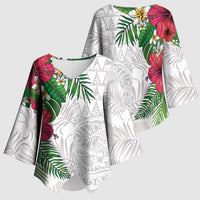 Hawaiian Tropical Plants Kimono Sleeve Blouse Kakau Tattoo and Polynesian Pattern Half White Color LT03 - Polynesian Pride