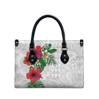 Hawaiian Tropical Plants Leather Bag Kakau Tattoo and Polynesian Pattern Half White Color LT03 - Polynesian Pride