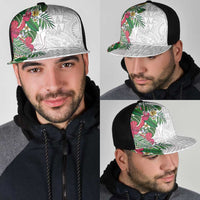 Hawaiian Tropical Plants Mesh Trucker Cap Kakau Tattoo and Polynesian Pattern Half Black White LT03 - Polynesian Pride