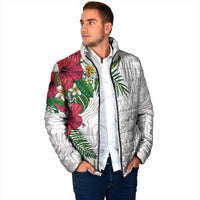 Hawaiian Tropical Plants Padded Jacket Kakau Tattoo and Polynesian Pattern Half White Color LT03 - Polynesian Pride