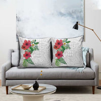 Hawaiian Tropical Plants Pillow Cover Kakau Tattoo and Polynesian Pattern Half White Color LT03 - Polynesian Pride