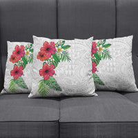 Hawaiian Tropical Plants Pillow Cover Kakau Tattoo and Polynesian Pattern Half White Color LT03 - Polynesian Pride