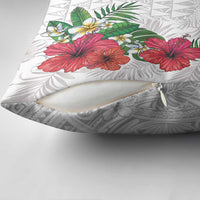 Hawaiian Tropical Plants Pillow Cover Kakau Tattoo and Polynesian Pattern Half White Color LT03 - Polynesian Pride
