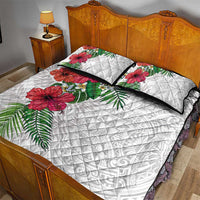 Hawaiian Tropical Plants Quilt Bed Set Kakau Tattoo and Polynesian Pattern Half White Color LT03 - Polynesian Pride