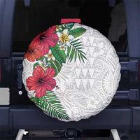 Hawaiian Tropical Plants Spare Tire Cover Kakau Tattoo and Polynesian Pattern Half White Color LT03 No hole White - Polynesian Pride