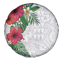 Hawaiian Tropical Plants Spare Tire Cover Kakau Tattoo and Polynesian Pattern Half White Color LT03 - Polynesian Pride