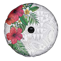 Hawaiian Tropical Plants Spare Tire Cover Kakau Tattoo and Polynesian Pattern Half White Color LT03 - Polynesian Pride