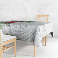 Hawaiian Tropical Plants Tablecloth Kakau Tattoo and Polynesian Pattern Half White Color LT03 - Polynesian Pride