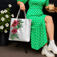 Hawaiian Tropical Plants Tote Bag Kakau Tattoo and Polynesian Pattern Half White Color LT03 - Polynesian Pride
