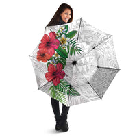 Hawaiian Tropical Plants Umbrella Kakau Tattoo and Polynesian Pattern Half White Color LT03 - Polynesian Pride