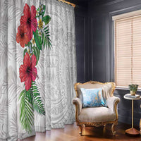 Hawaiian Tropical Plants Window Curtain Kakau Tattoo and Polynesian Pattern Half White Color LT03 - Polynesian Pride