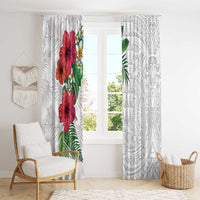 Hawaiian Tropical Plants Window Curtain Kakau Tattoo and Polynesian Pattern Half White Color LT03 - Polynesian Pride