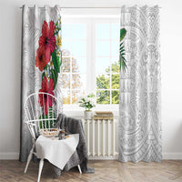 Hawaiian Tropical Plants Window Curtain Kakau Tattoo and Polynesian Pattern Half White Color LT03 - Polynesian Pride