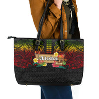 Hawaiian Elements and Polynesian Tattoo Leather Tote Bag LT03 - Polynesian Pride