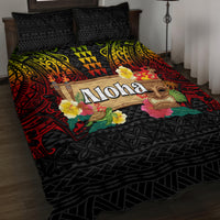 Hawaiian Elements and Polynesian Tattoo Quilt Bed Set LT03 Black - Polynesian Pride