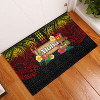 Hawaiian Elements and Polynesian Tattoo Rubber Doormat LT03 Black - Polynesian Pride