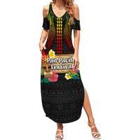 Hawaiian Elements and Polynesian Tattoo Summer Maxi Dress LT03 Women Black - Polynesian Pride