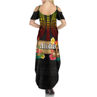 Hawaiian Elements and Polynesian Tattoo Summer Maxi Dress LT03 - Polynesian Pride