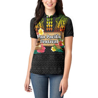 Hawaii Pan-Pacific Festival Women Polo Shirt Hawaiian Elements and Polynesian Tattoo