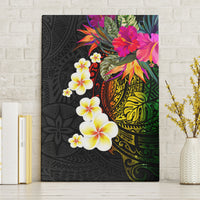 Hawaii Plumeria Canvas Wall Art Polynesian Tattoo and Hibiscus LT03 Without Frame Black - Polynesian Pride