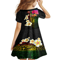 Hawaii Plumeria Family Matching Off Shoulder Short Dress and Hawaiian Shirt Polynesian Tattoo and Hibiscus LT03 - Polynesian Pride