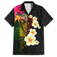 Hawaii Plumeria Hawaiian Shirt Polynesian Tattoo and Hibiscus LT03 Black - Polynesian Pride
