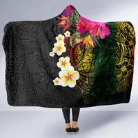 Hawaii Plumeria Hooded Blanket Polynesian Tattoo and Hibiscus LT03 - Polynesian Pride