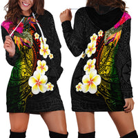 Hawaii Plumeria Hoodie Dress Polynesian Tattoo and Hibiscus LT03 - Polynesian Pride