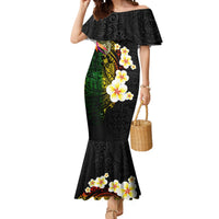 Hawaii Plumeria Mermaid Dress Polynesian Tattoo and Hibiscus LT03 Women Black - Polynesian Pride