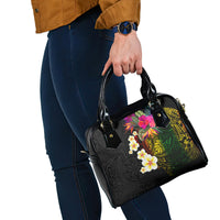 Hawaii Plumeria Shoulder Handbag Polynesian Tattoo and Hibiscus LT03 - Polynesian Pride