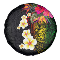 Hawaii Plumeria Spare Tire Cover Polynesian Tattoo and Hibiscus