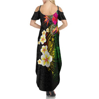 Hawaii Plumeria Summer Maxi Dress Polynesian Tattoo and Hibiscus LT03 - Polynesian Pride