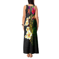 Hawaii Plumeria Tank Maxi Dress Polynesian Tattoo and Hibiscus LT03 - Polynesian Pride