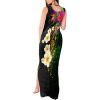 Hawaii Plumeria Tank Maxi Dress Polynesian Tattoo and Hibiscus LT03 - Polynesian Pride